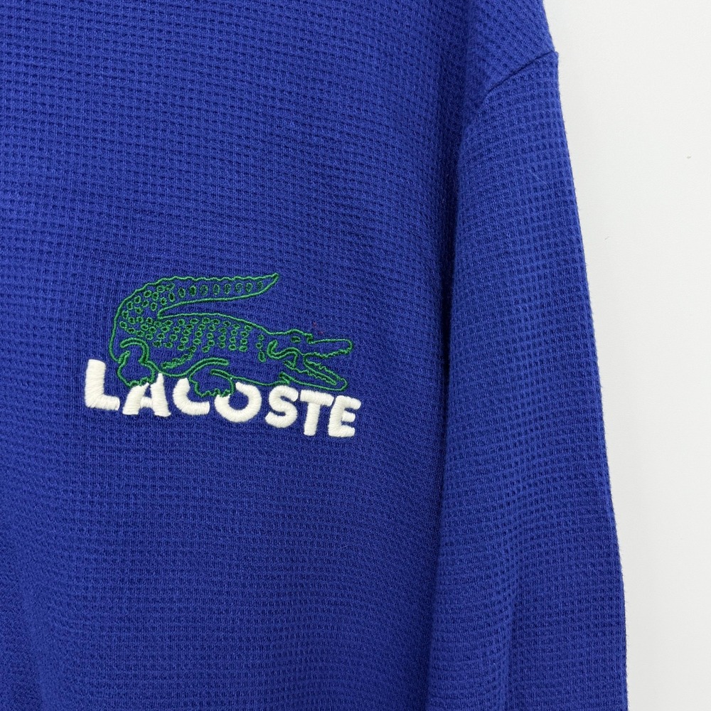 Lacoste Thermal Shirt Mens XXL Royal Blue Excellent Waffle Knit Embroidered